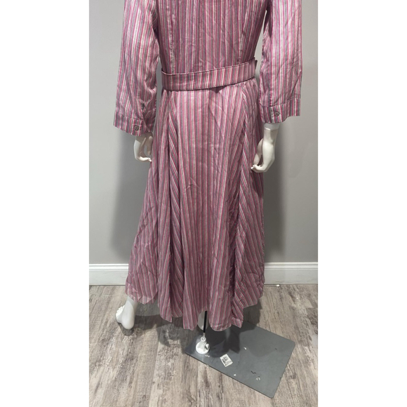 Samantha Sung Aster Napoli Pink Stripe Midi Shirt Dress Size 12 - Picture 12 of 13